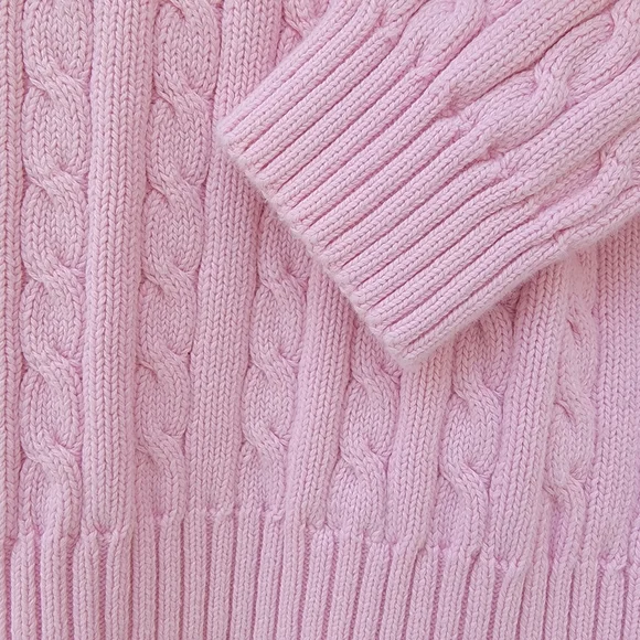 Lauren Ralph Lauren Petit Pink Cable Knit Sweater petit Small Academia Preppy - Picture 5 of 10